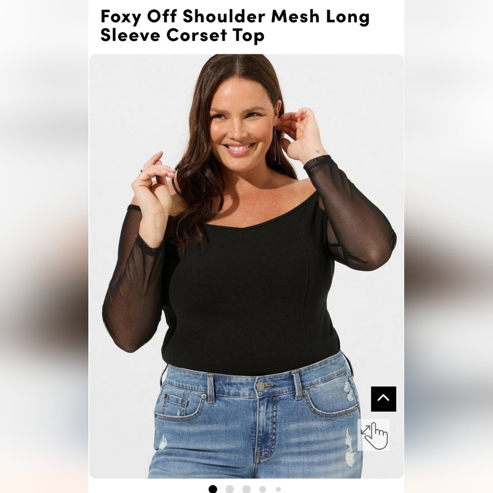 New Torrid Foxy Off the Shoulder Mesh Long Sleeve Corset Top 5x, new with tags - Picture 3 of 14